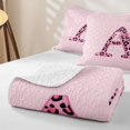 thumbnail image 4 of Catabedysis Pink Abc Print A Quilt Full,Leopard Monogrammed Gifts Full Bedspread Sets For Girls,3-Piece, 4 of 7