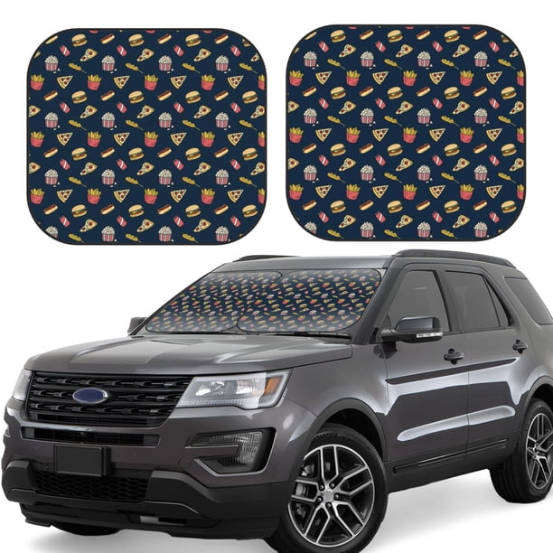Balery Fastfood Parasol para parabrisas de coche de 2 piezas | Parasol plegable para parabrisas delantero de coche para la mayoría de sedanes-Medium