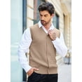 thumbnail image 3 of Coshow Men's Knitted Vest V neck Button Down Sleeveless Vest Casual Chunky Knit Cardigan, 3 of 5