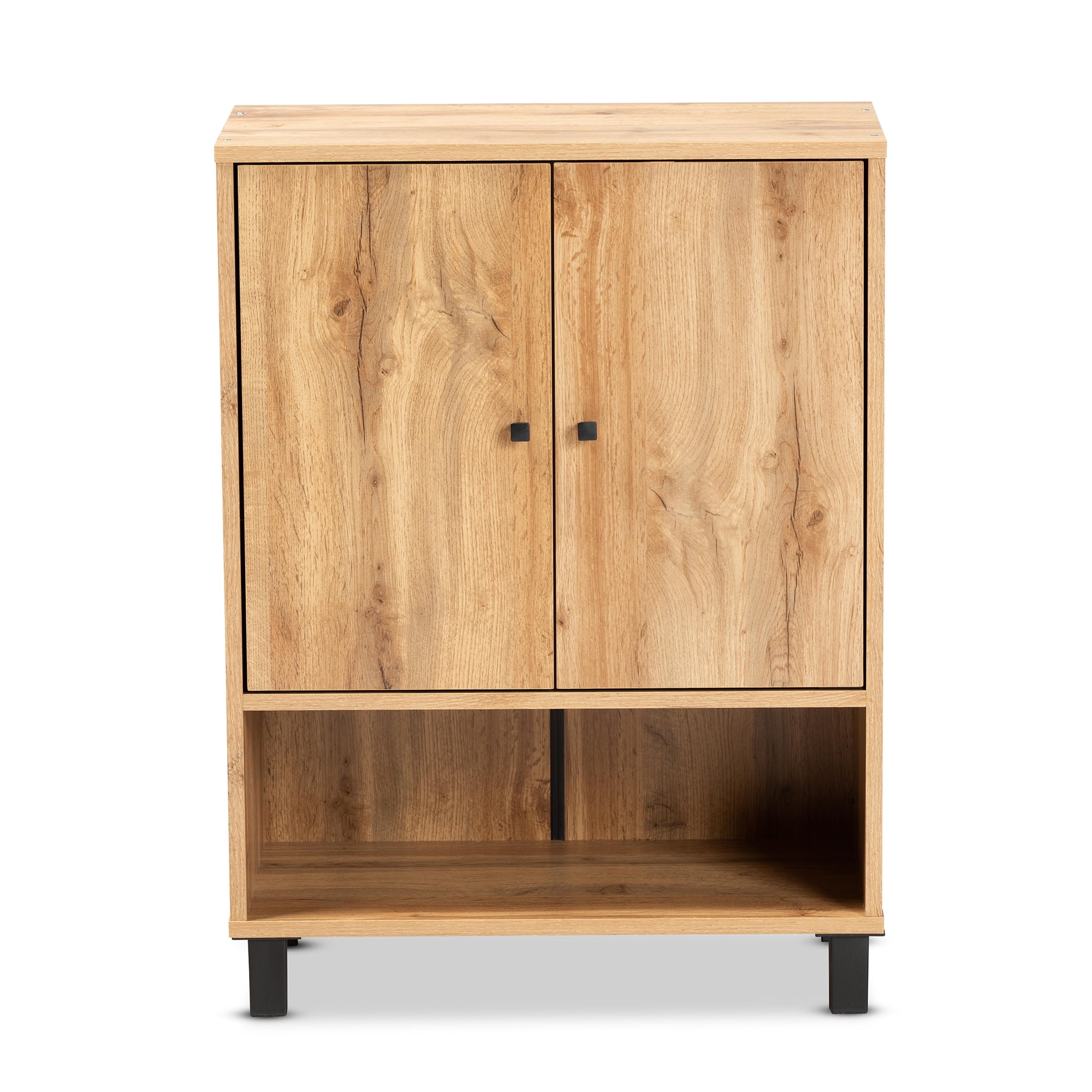 Baxton Studio Modern Contemporary Shoe Cabinet, Brown and Black, 41.9 lbs