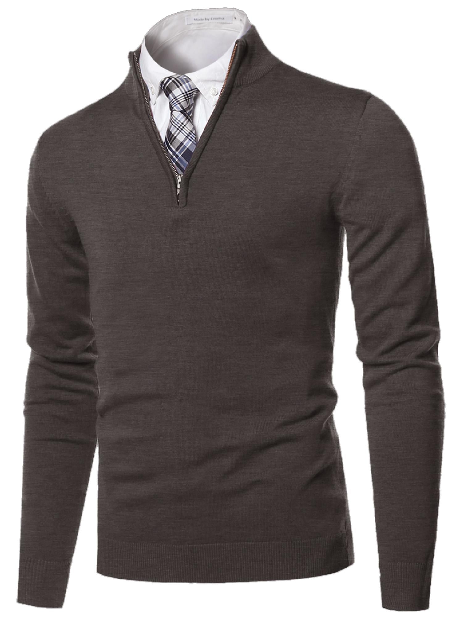 FashionOutfit Men's Classic Half Zip Up Mock Neck Basic Sweater Top ...