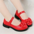 thumbnail image 6 of NOLDARES Girls Dress Shoes Low Heel Princess Flats Mary Jane Flower Wedding Party Glitter Shoes for Kids Toddler(Red,8-9 Years), 6 of 8