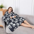 thumbnail image 5 of Oversized Wearable Blanket Hoodie,Navy Skull Pattern Sherpa Blanket Hoodie with Super Pockets,Super Warm Fuzzy Pullover for Women & Men, 5 of 6
