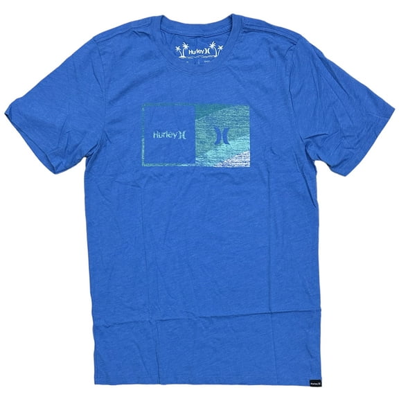 Hurley Men's T-Shirt Everyday Washed Halfer Gradient Graphic Short Sleeve Tee (Small, Blue Heather)