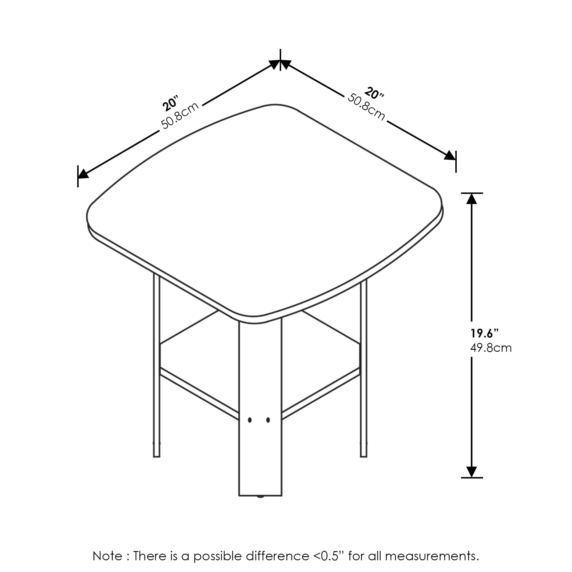 Furinno Contemporary Engineered Wood Simple Design End Table in Espresso