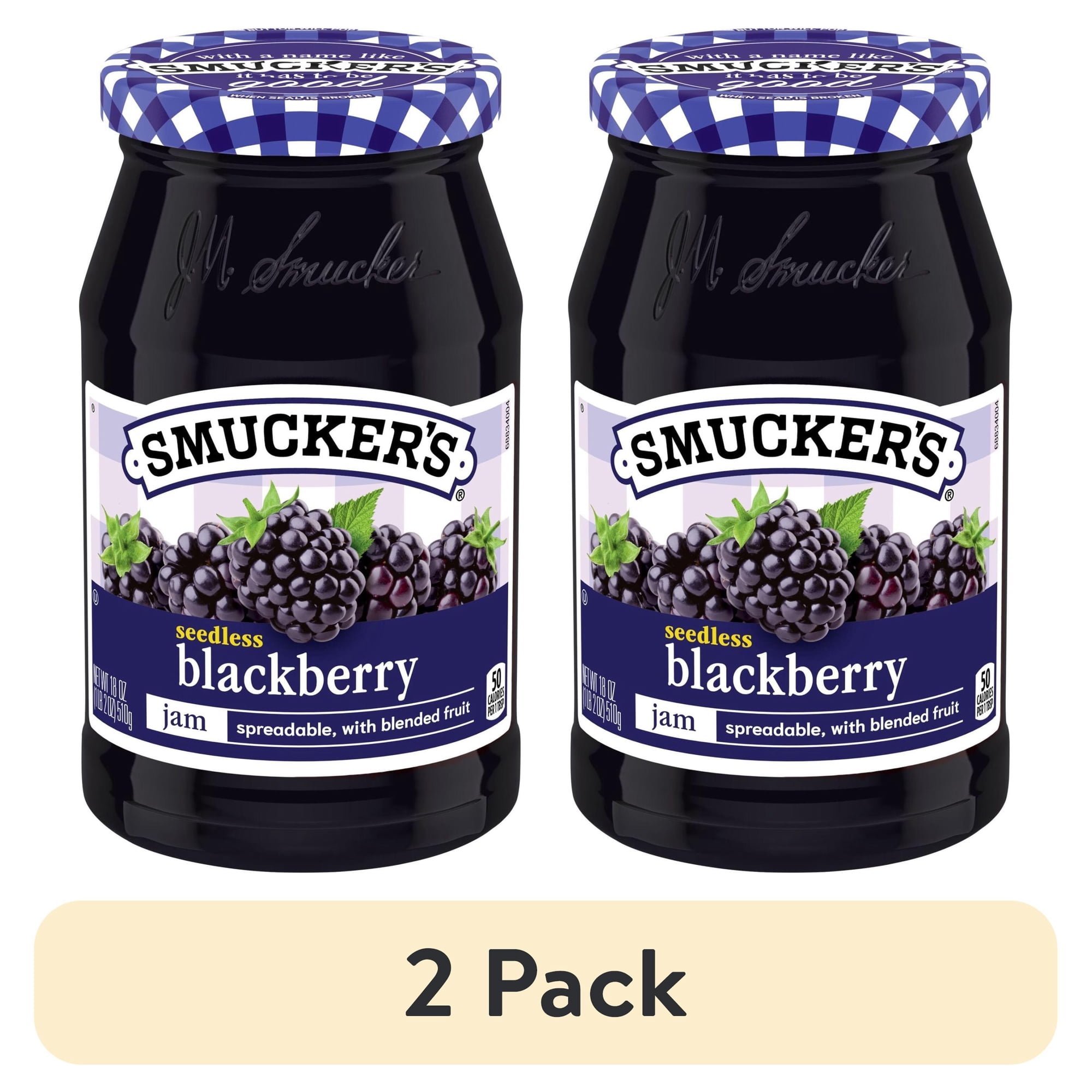 (2 pack) Smucker’s Seedless Blackberry Jam, 18 oz Jar