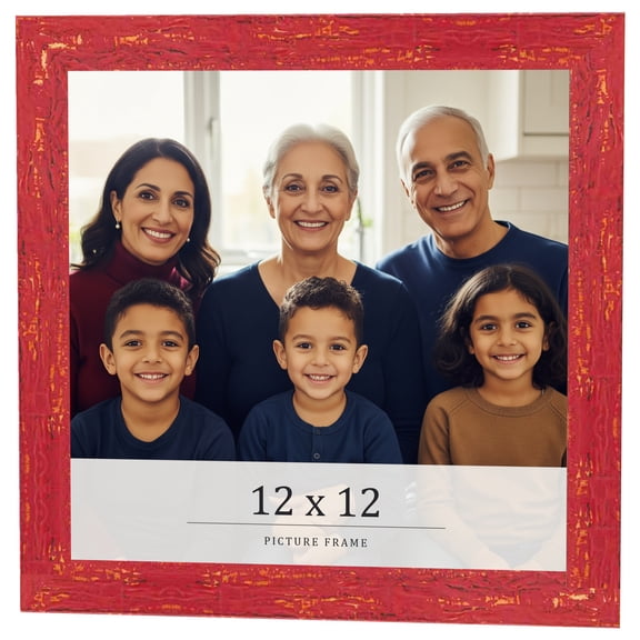 12x12 Frame Red Solid Wood Picture Frame Width 1.125 Inches | Interior Frame Depth 0.5 Inches |