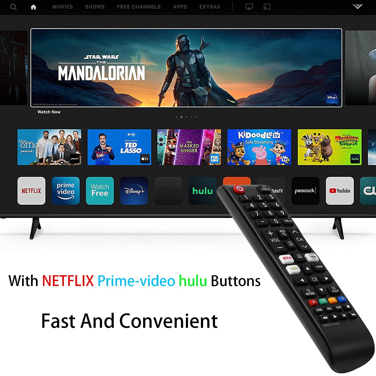 Universal for Samsung Smart TV Remote Control Replacement for All Samsung TV Series Remote with Quick Function Buttons for Netflix, Prime Video(NO.600)