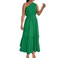 thumbnail image 2 of RKSTN Robe pour Femmes Robe pour Femmes Sans Manches à Col Asymétrique Robe de Couleur Unie Longue Robe Robe Maxi Robes d'Été Décontractées pour Femmes, 2 of 7
