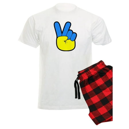 

CafePress - Ukrainian Flag Peace Sign Ukraine Native H Pajamas - Men s Light Pajamas