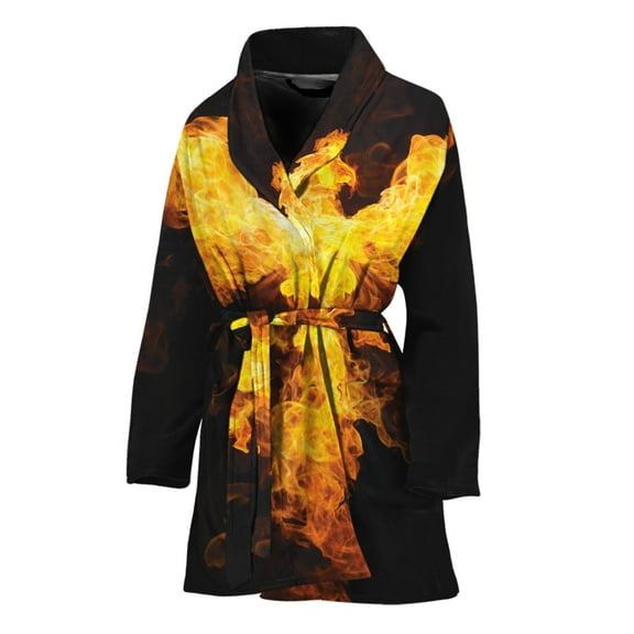 Phoenix Firebird Women Bathrobe One Size Univeral Fits, Love Bird Fashion Lightweight Plush Fleece Long Robe For Women