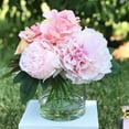 thumbnail image 3 of Enova Home Artificial Flowers Mixed Silk Pink Peony and Roses Fake Flowers Arrangement in Clear Glass Vase for Home Office Wedding Decoration, 3 of 6