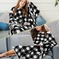thumbnail image 5 of PAVILIA Angel Wrap Poncho Blanket for Women | Plush Warm Wearable Blanket Gift, Fleece Shawl Cape with Pom Pom Fringe and Pockets, Cozy Gifts for Women (Plaid Checker White), 5 of 7