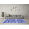 thumbnail image 3 of Ahgly Company Machine Washable Indoor Square Checkered Blue Modern Area Rugs, 3' Square, 3 of 4