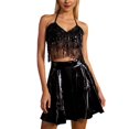 thumbnail image 3 of Sequin Fringe Skirt & Top for Women Color Black Size S, 3 of 4