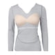 thumbnail image 5 of MHFRRA Camiseta de Manga Larga Suave para Mujer, Sin Costuras, Cómoda, Elástica, Transpirable, Informal, para Entrenamiento, con Sujetador Incorporado Gris, 5 of 5