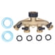 thumbnail image 1 of Divisor de manguera de jardín, conector de latón resistente de 4 vías, adaptador de espiga de 3/4 pulgadas con 4 válvulas, 1 of 8