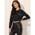 thumbnail image 3 of Chaqueta De Lentejuelas Tipo Aviador Con Cremallera En La Parte Delantera Con Purpurina Brillante Para Mujer Negros XS, 3 of 6