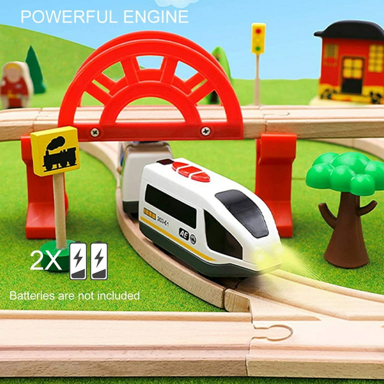 Battery Operated Train for Wooden Train Track, EVERDIJ Electric Locomotive  Train Set with Driver, Compatible with Thomas, Brio, Chuggington, Bullet