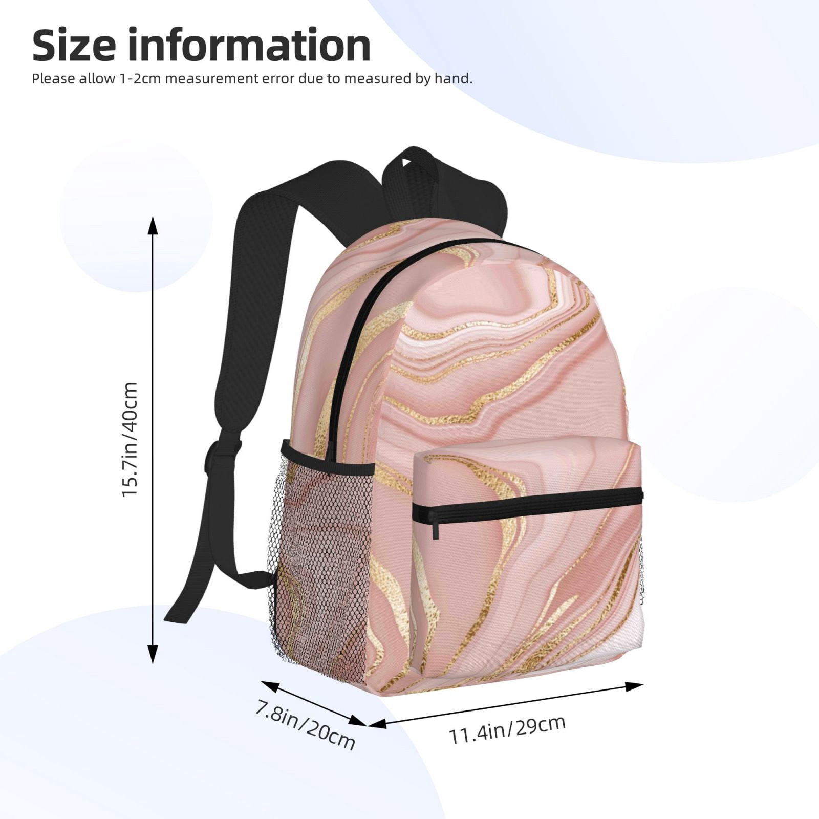 Daiia Rose Gold Glitter Splatter School Backpack for Men 