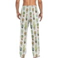 thumbnail image 4 of FREEAMG Fresh Succulent Cactus Pajama Pants for Men, Men's Separate Bottoms, Pure Cotton Comfortable Lounge Pants（451）, 4 of 7