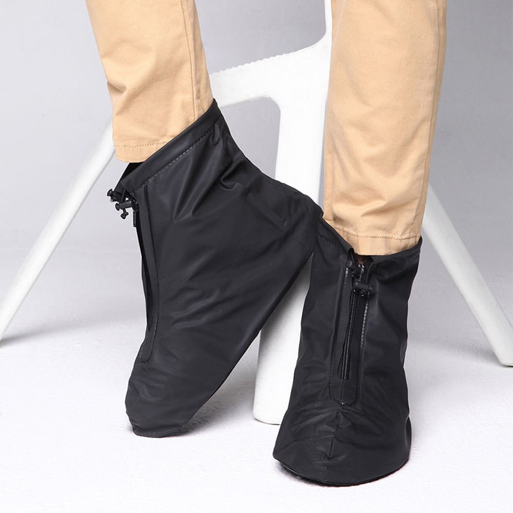 BESPORTBLE A Pair of Adults Snap Straps Shoes Covers Thicken Wear Resistant Boots Protectors Waterproof Anti-Skid Overshoes for Outdoor Size S Black 