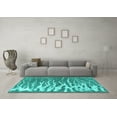 thumbnail image 3 of Ahgly Company Machine Washable Indoor Square Abstract Turquoise Blue Contemporary Area Rugs, 7' Square, 3 of 4