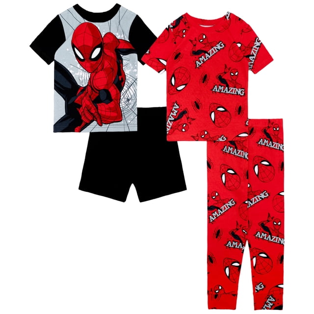 Conjunto de pijama Marvel Boys AMAZING 10, manga corta, 4 piezas, algodón