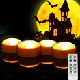 thumbnail image 1 of Luces LED con forma de calabaza QIDEA, funcionan con pilas y mando a distancia, paquete de 4, 1 of 8