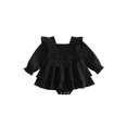 thumbnail image 2 of RUINIXCW Newborn Baby Girl Smocked Romper Dress Princess Birthday Baptism Wedding Party Dress Infant Baby Girls Spring Fall Clothes Square Neck Puff Long Sleeve Ruffled Dress, 2 of 10