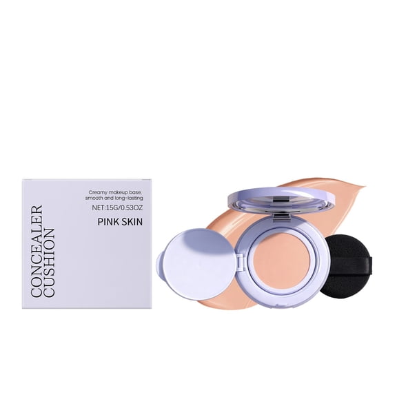 Purple Moisture Cushion Foundation, Full Coverage, Buildable, Hydration, Weightless, Cream Base Makeup, Smooth, Glowy Finish, Easy Application for Dry Skin