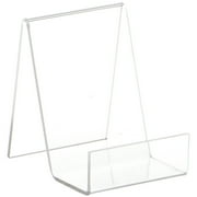 Plymor Clear Acrylic Flat Back Display Easel With 1.5" Box Ledge, 4" H x 3" W x 4" D