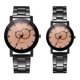 thumbnail image 4 of Relojes de pulsera de cuarzo de aleación negra para ella y para él, elegante reloj para parejas con esfera circular, 4 of 4