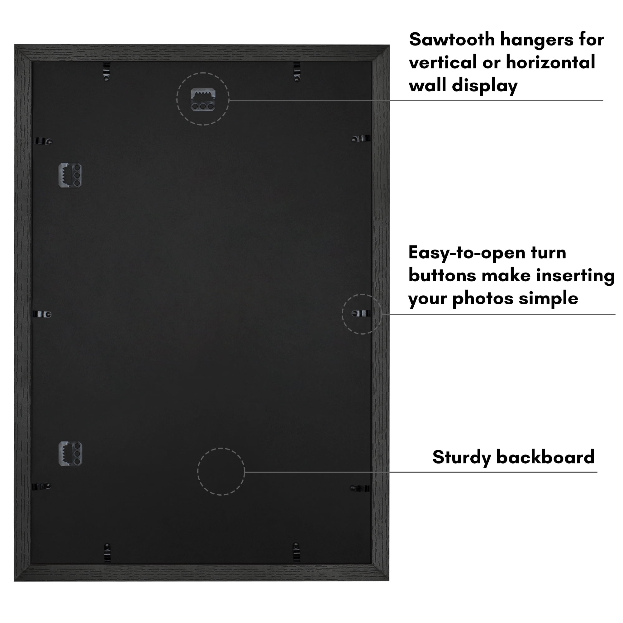 Americanflat 16x24 Poster Frame with Polished Plexiglass with 12x18 Mat Display Photo Hudson Wide - Black