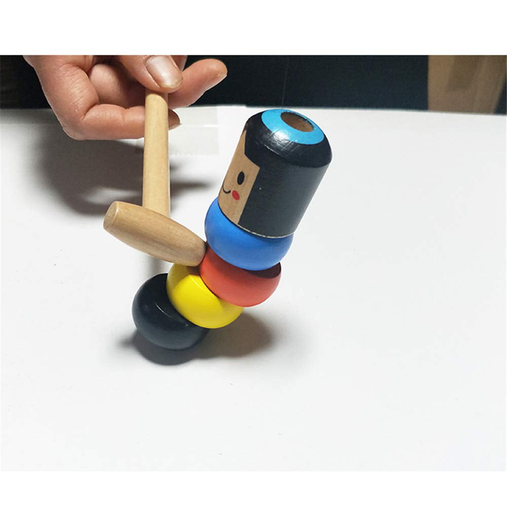 Kids Unbreakable Wooden Magic Toy The Wooden Stubborn Man Toy FUNNY Gifts 