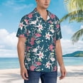 thumbnail image 5 of Balery Lilies Flowers Print Men's Hawaiian Shirts Short Sleeve Beach Shirt Relaxed Fit Vacation Button Down Shirts-3X-Large, 5 of 9