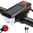thumbnail image 1 of Juego de bocina y luz de bicicleta con energía solar para bicicleta recargable por USB H BRILLAR  Rojo Verde, 1 of 5