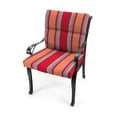thumbnail image 2 of Jordan Manufacturing 44" x 22" Mulberry Red Stripe Rectangular Outdoor Chair Cushion with Ties and Hanger Loop, 2 of 10