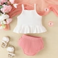 thumbnail image 2 of Infant Baby Girl Summer Outfit Set Sleeveless Ruffle Top Layered Shorts White Pink Clothing Sets, 2 of 5