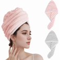 thumbnail image 1 of wonima11 Microfiber Hair Towel Wrap, 2Pack Thickened Drying Hair Wraps Towels with Button. Super Absorbent Drying Hair Towel Wrap for Curly Hair, Anti Frizz Towel for Women. (Pink+ Gray), 1 of 1