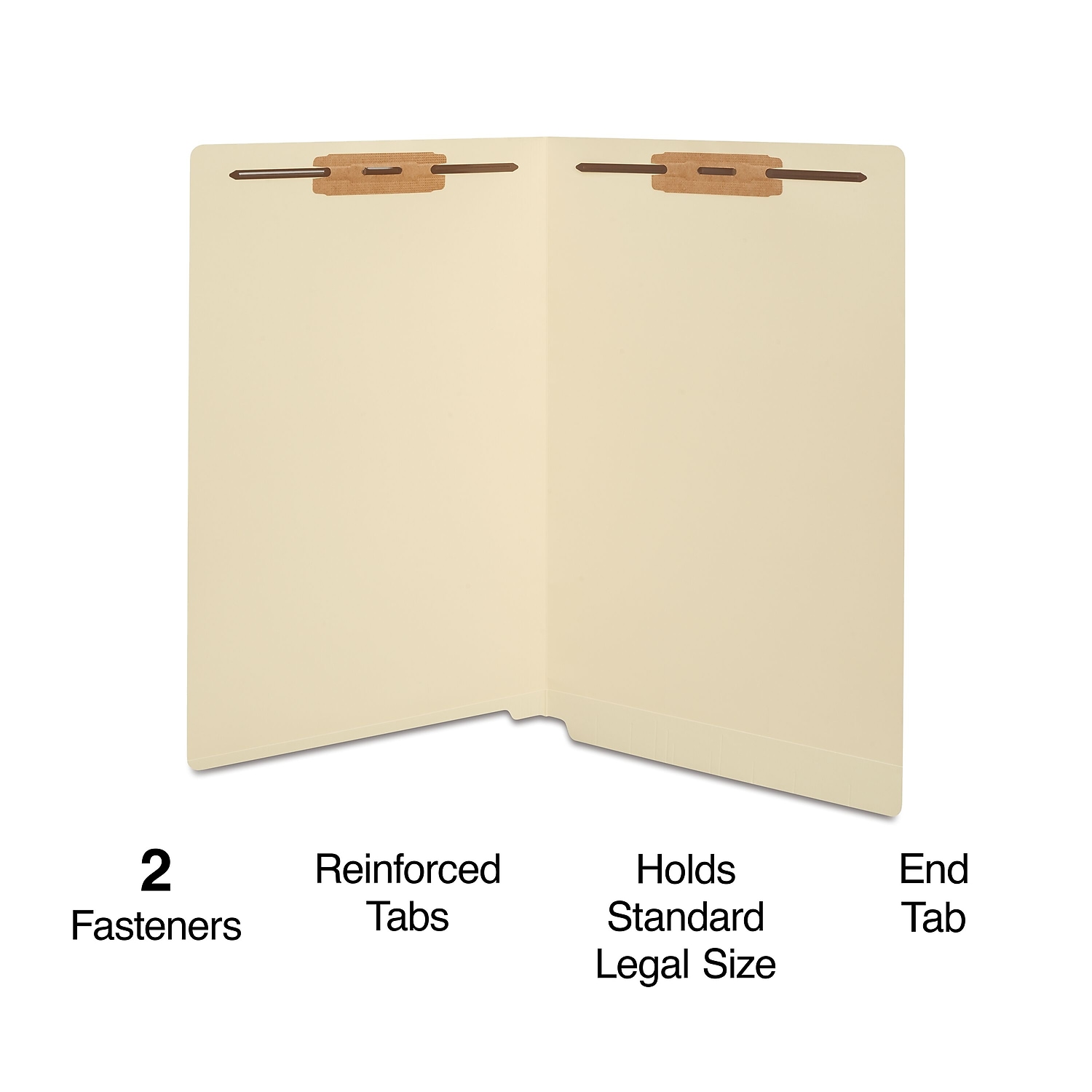 Staples End-Tab Fastener Folders with Reinforced Tabs Legal Size Manila 50/BX 807788