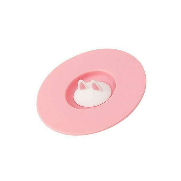 Inteprter Tapas de taza de dibujos animados con soporte para cuchara, cubierta de taza a prueba de fugas, vasos de vidrio desmontables, botella Teteras Rosado