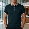 thumbnail image 5 of DPTALR Men's Casual Contrast Trim Short Sleeve Button Polo Shirt,Navy,Big Men's,Tall Men's L,Young Men's T-shirt, 5 of 7