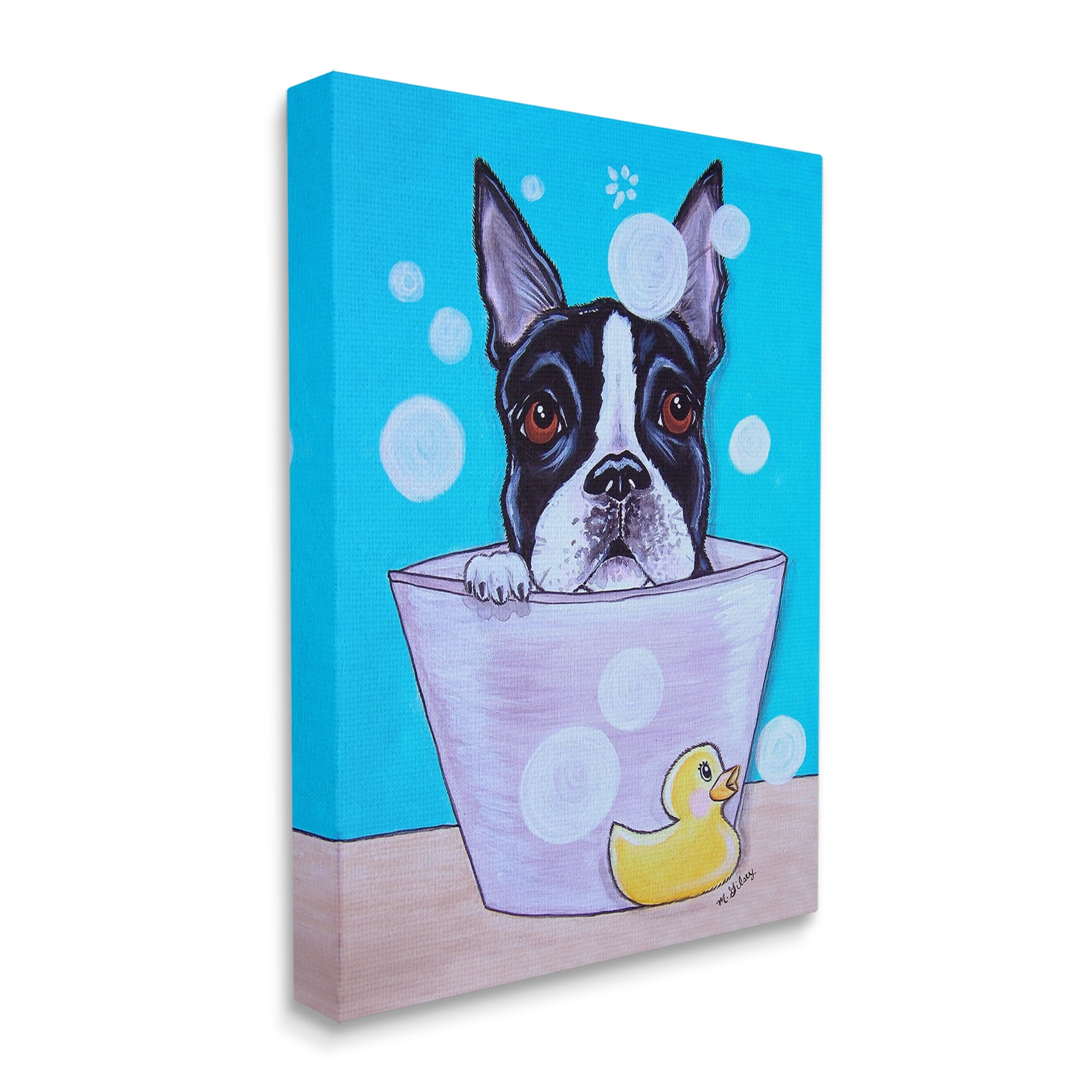 Stupell Industries Dog & Soap Bubbles Animals & Insects Painting Gallery Wrapped Canvas Art Print Wall Art, 36 x 48