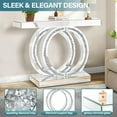 thumbnail image 3 of Silver Mirrored Console Table with Crushed Diamond Inlay, 39.4'' Long Entryway Sofa Table, Double O-Shaped Base Modern Accent Narrow Table for Living Room, Hallway, Foyer, Entrance, 3 of 6