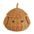thumbnail image 1 of Cesta de almacenamiento de escritorio tejida de imitación de ratán con tapa, contenedor con forma de perro, dispensador hecho a mano, frutero creativo para aperitivos y hogar., 1 of 7