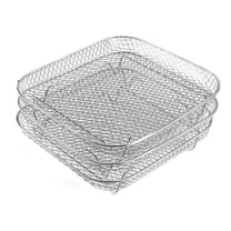 Yucurem Air Fryer Rack Dehydrator Stand 3 Layers Mesh Grill Basket Air Fryer Accessories Kitchen Essentials (Square)