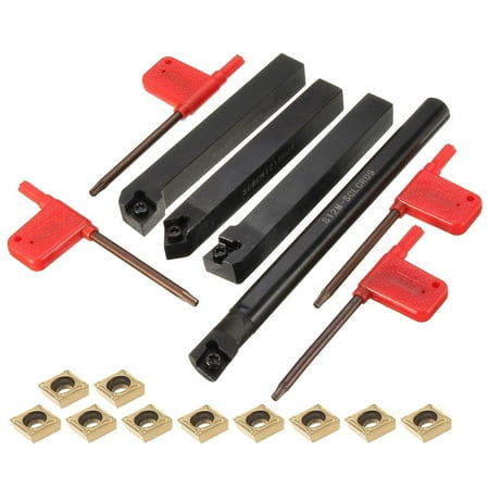 

12mm Shank Lathe Turning Tool Set S12M-SCLCR09 SCLCR1212H09 SCLCL1212H09 SCMCN1212H09 Metal Lathe Tools Holder with Indexable Carbide Turning Insert for Turning Grooving Threading