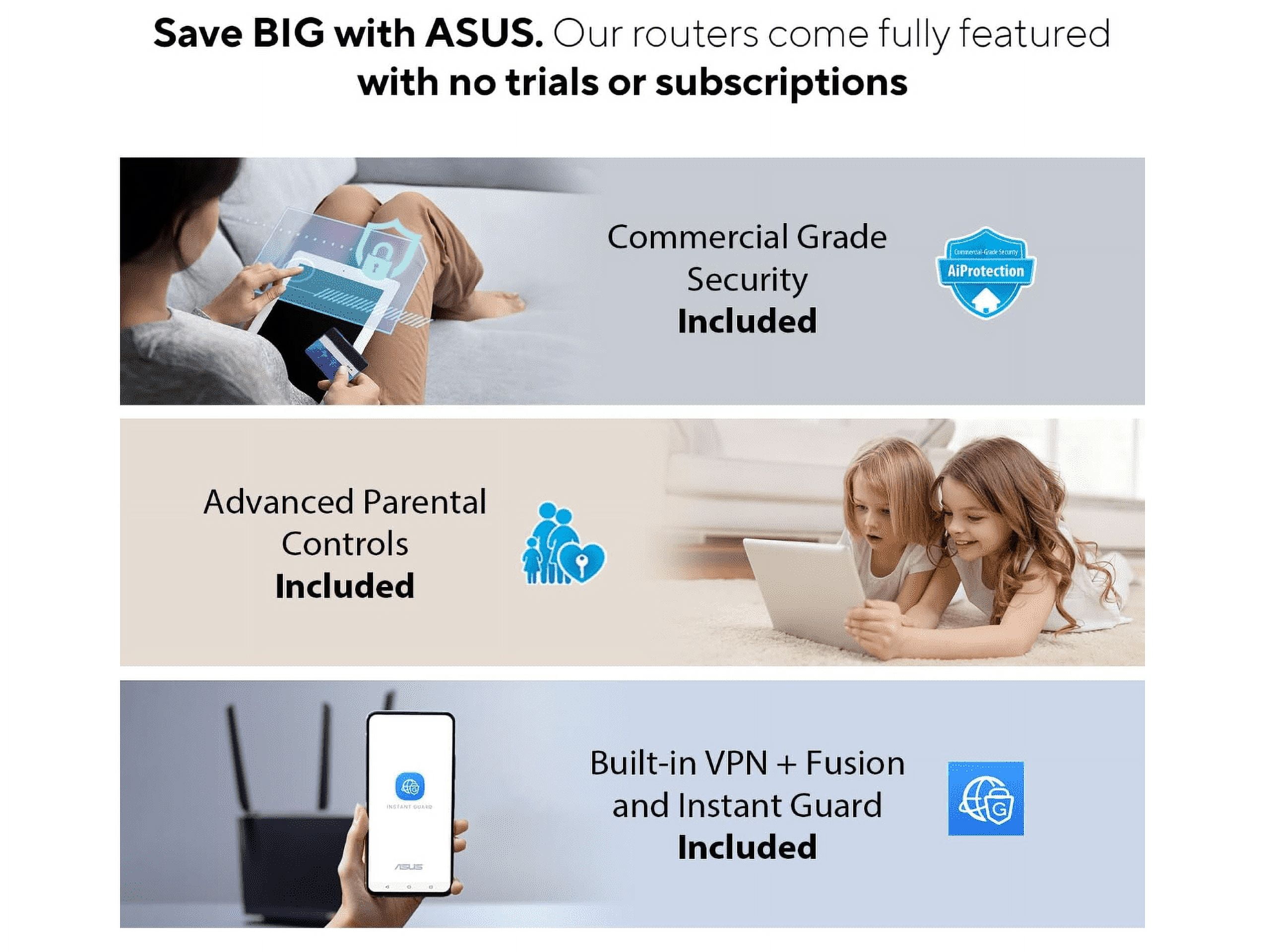 ASUS ZenWiFi BT10 Tri-band WiFi 7 Mesh, 18 Gbps, 6000 sq.ft (2pk), Dual 10G Ports, Security and Parental Controls Included, Smart Home Master SSIDs, 4G & 5G Mobile Tethering