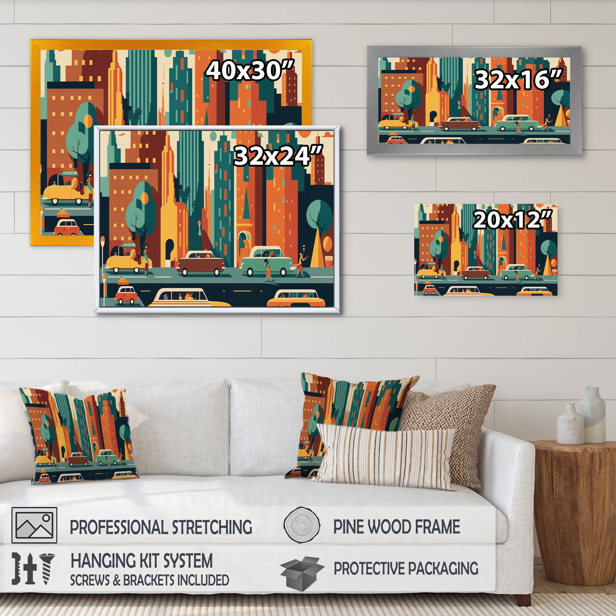 Designart Colorful Cityscape V Canvas Wall Art